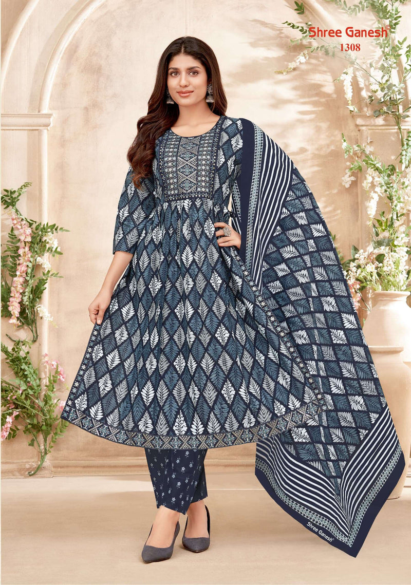 Shree Ganesh Zaara Vol 3 Cotton Naira Cut With Sequence Embroidery Fancy Designer Combo Set Of Kurti