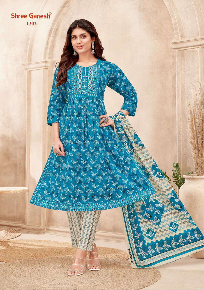 Shree Ganesh Zaara Vol 3 Cotton Naira Cut With Sequence Embroidery Fancy Designer Combo Set Of Kurti