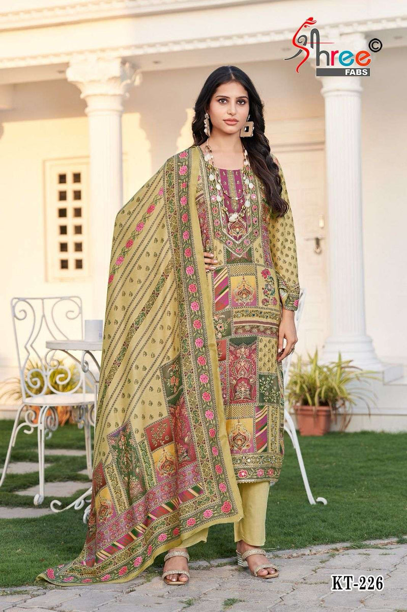 Shree Fabs Kt 226 Pure Viscose Maslin Digital Print Handwork Salwar Suit