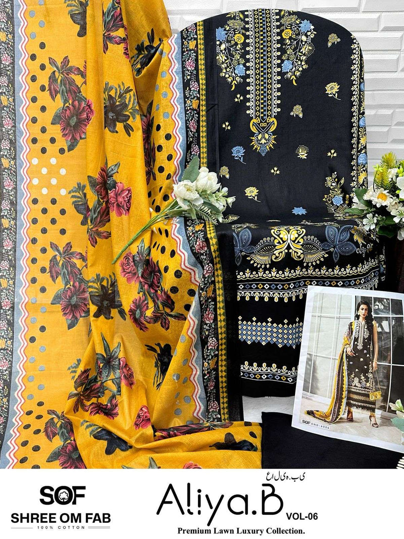Shree Om Fab Aliya B Vol 6 Pure Lawn Cotton Print Karachi Suit