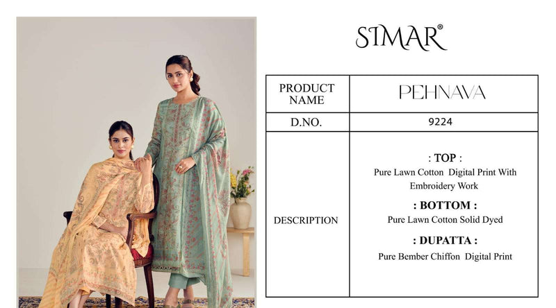 Simar Pehnava Lawn Cotton Fancy Embroidered Work Salwar Suit