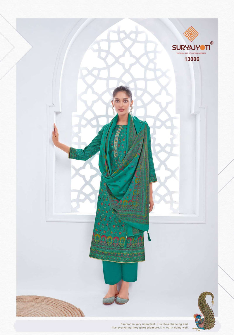Suryajyoti Pushpa Vol 13 Pure Modal Foil Print Embroidered Work Salwar Kameez
