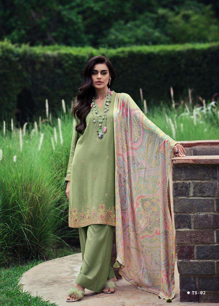 Varsha Tahseen Pashmina Self Woven Fabric Embroidered Salwar Suits