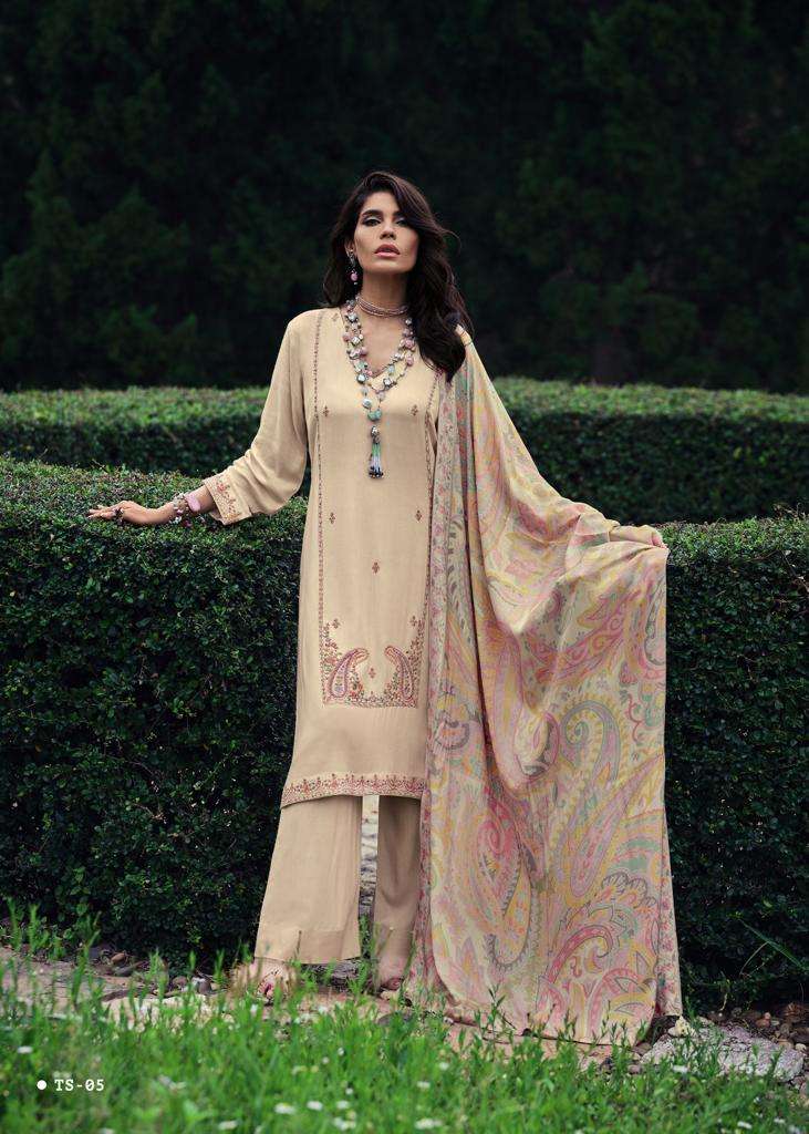 Varsha Tahseen Pashmina Self Woven Fabric Embroidered Salwar Suits