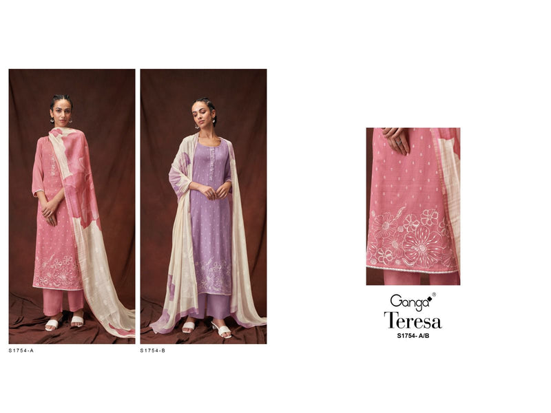 Ganga Teresa 1754 Cotton With Embroidery Designer Traditional Wear Suits