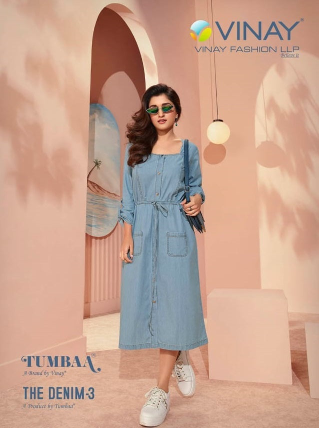 Vinay Fashion Tumbaa The Denim Vol 3 Fancy Designer Summer Wear Denim Kurtis