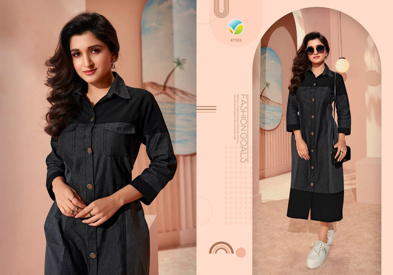 Vinay Fashion Tumbaa The Denim Vol 3 Fancy Designer Summer Wear Denim Kurtis