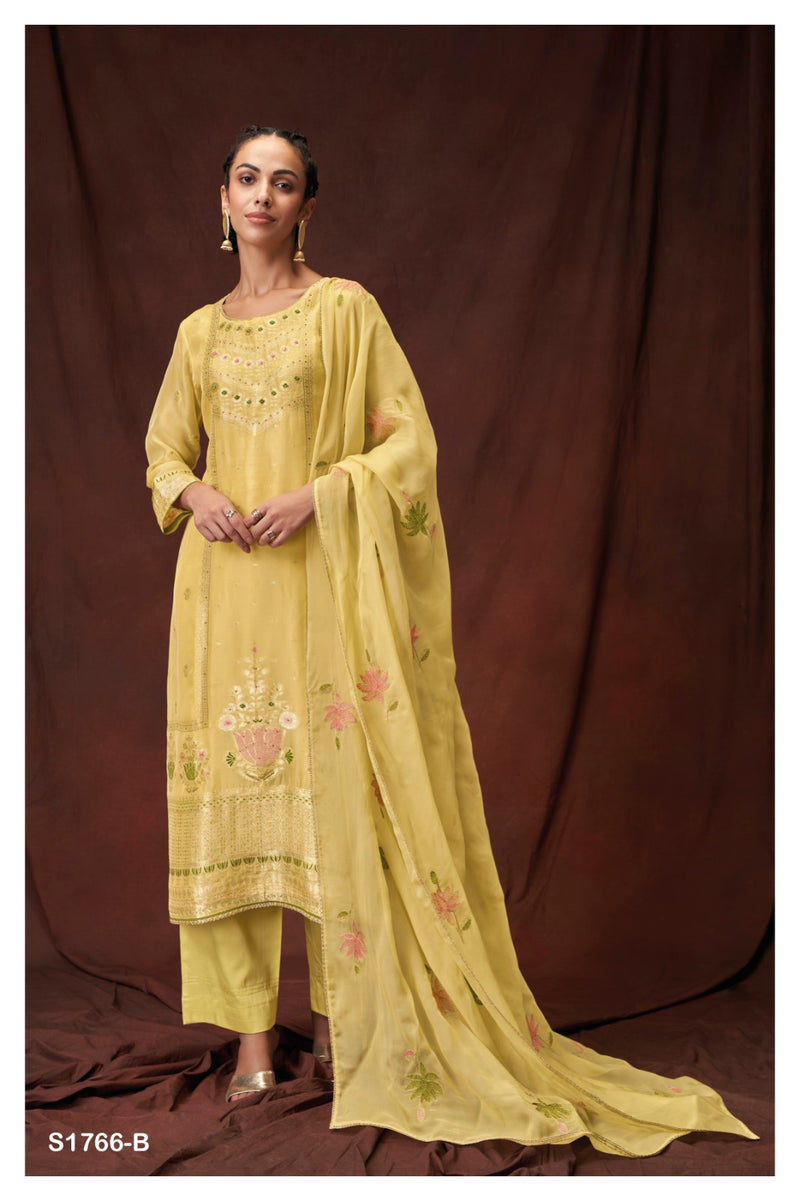 Ganga Triza 1766 Viscose Linen With Hand Work Salwar Suits