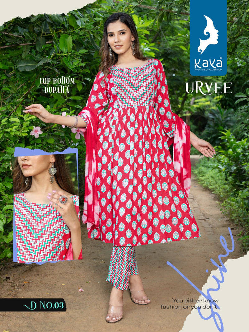 Kaya Urvee Rayon Fancy Print Kurti With Pant & Nazneen Duppata