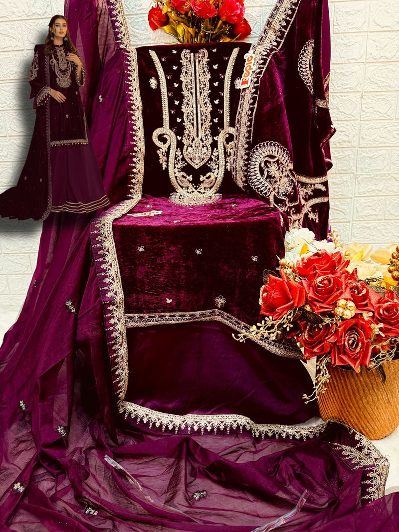 Fepic Rosemeen V 17013 Velvet Embroidery Designer Suit Collection