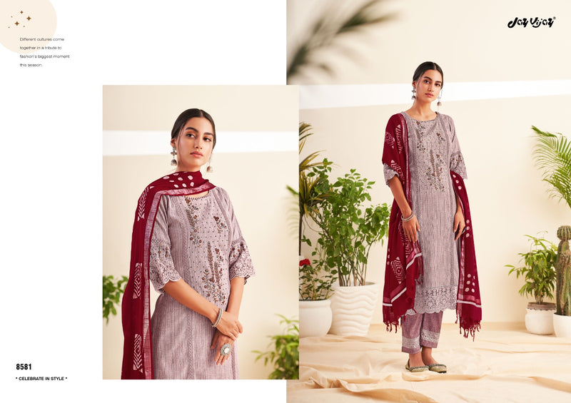 Jay Vijay Vaani Cotton Lining With Fancy Embroidery Designer Traditional Wear Suits