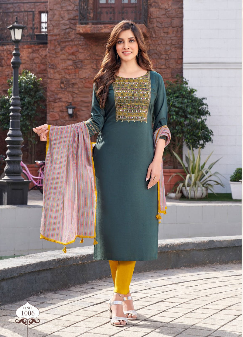 Wooglee Vaani Rayon With Digital Printed Casual Wear Readymade Kurti Collection