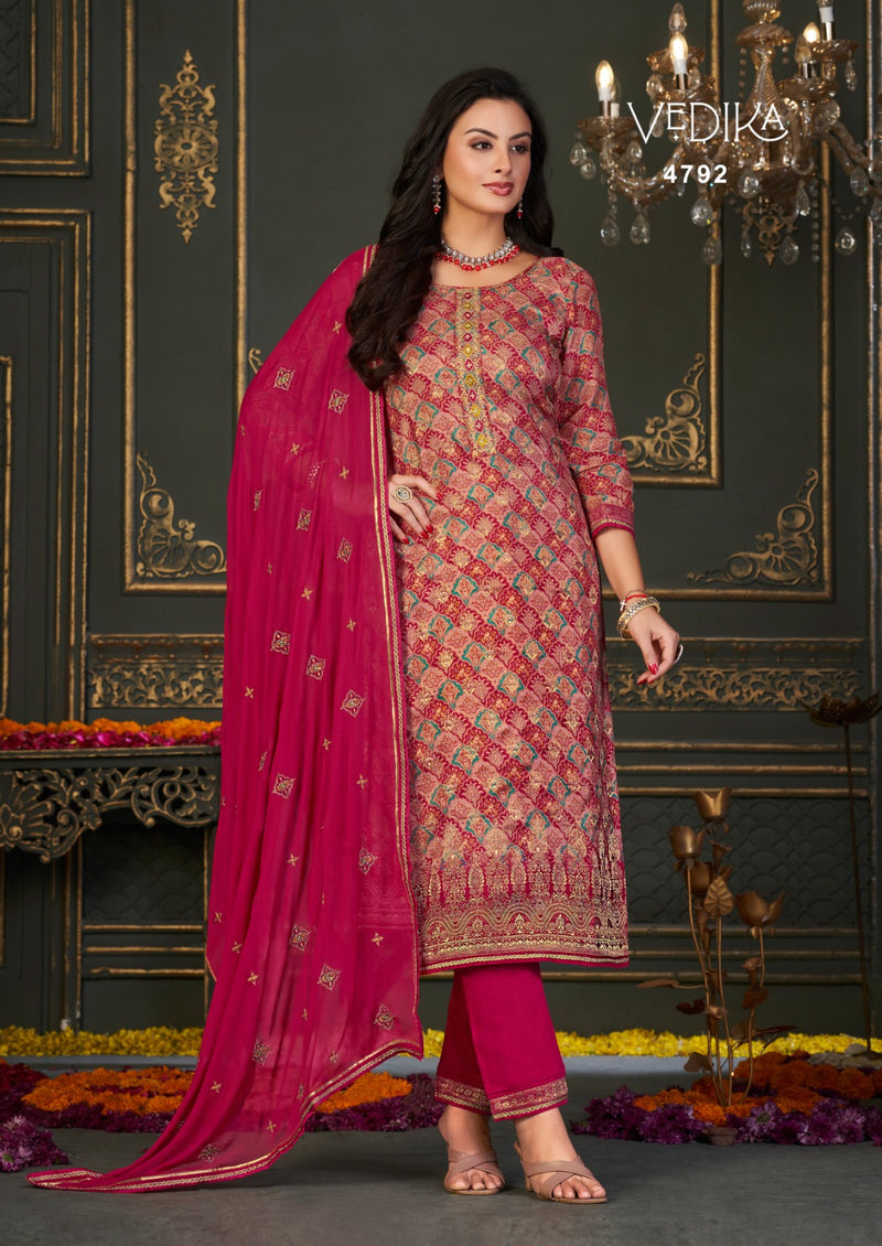 Rangoon Vedika Jacquard With Digital Printed Fancy Readymade Suit Collection