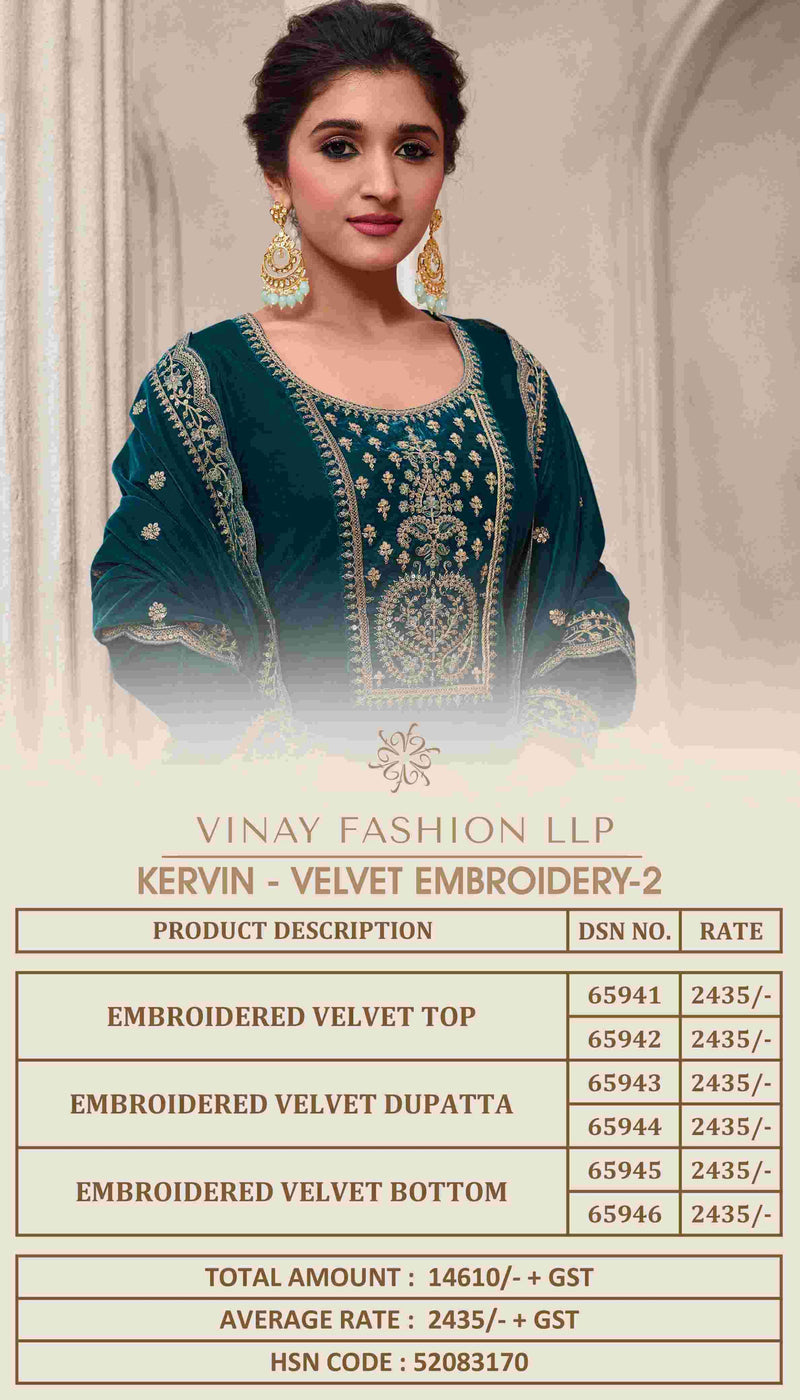 Vinay Fashion Velvet Embroidery Vol 2 Velvet Heavy Designer Suits