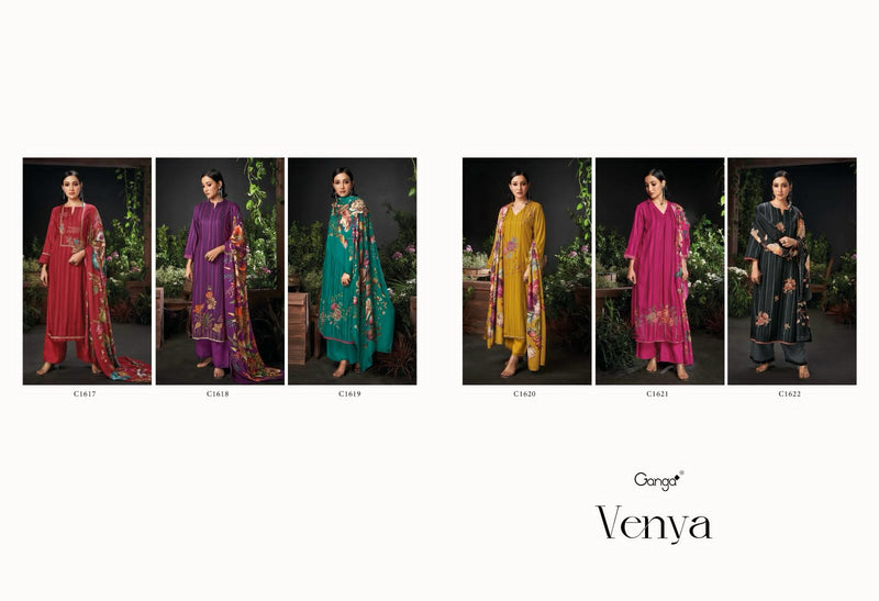 Ganga Venya Pashmina Printed With Embroidered Fancy Salwar Suit Collection