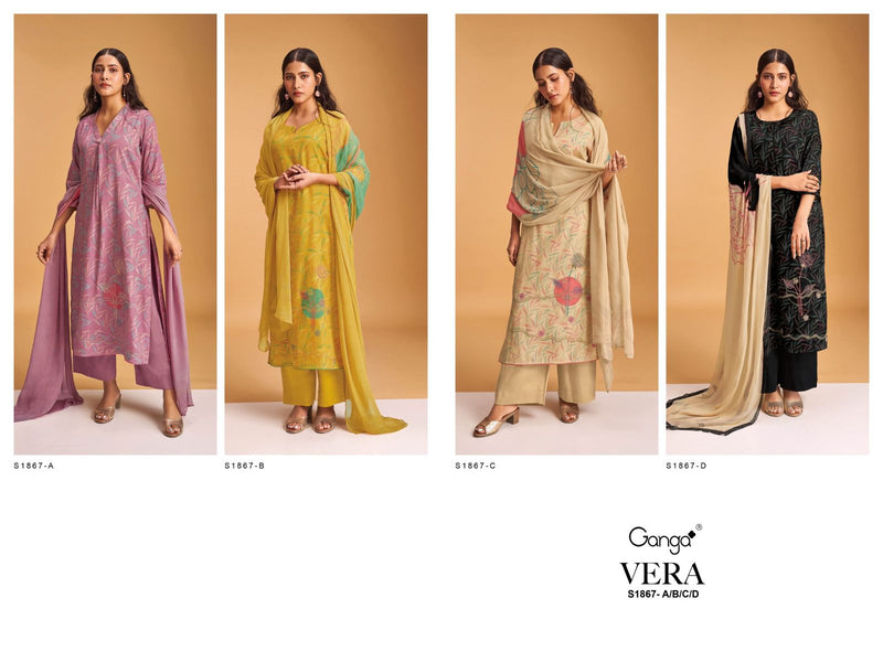 Ganga Vera 1867 Cotton Silk Printed With Embroidery Designer Fancy Suits