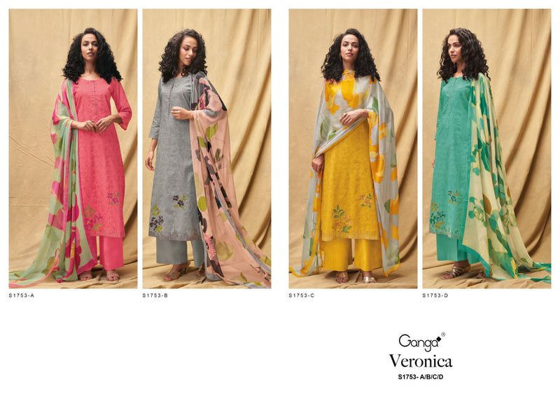 Ganga Veronica 1753 Cotton Printed With Fancy Embroidery Suits