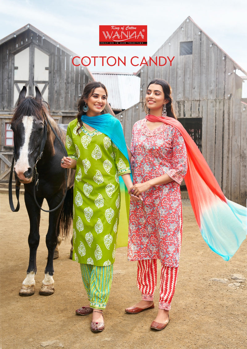 Wanna Cotton Candy Cotton Printed With Sober Embroidery Kurti Collcetion