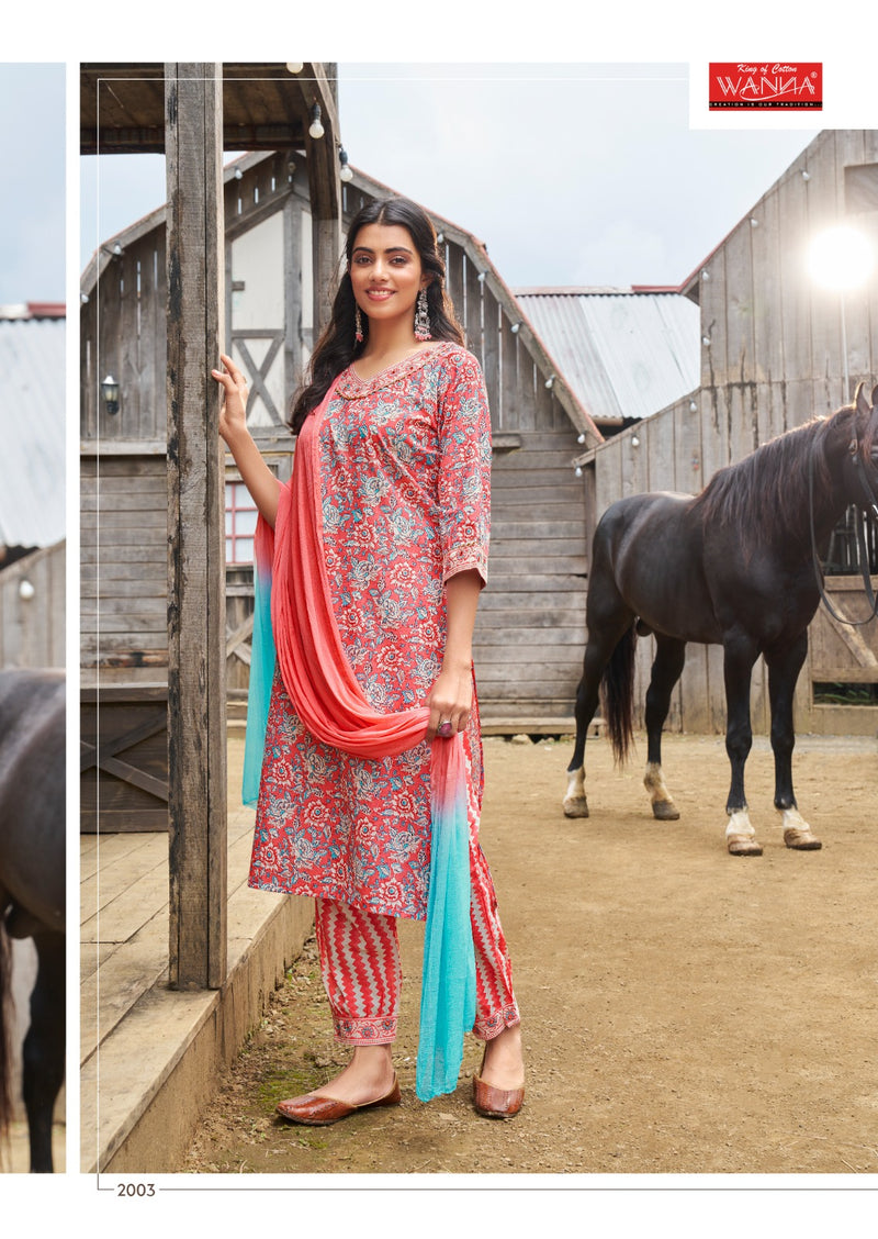 Wanna Cotton Candy Cotton Printed With Sober Embroidery Kurti Collcetion