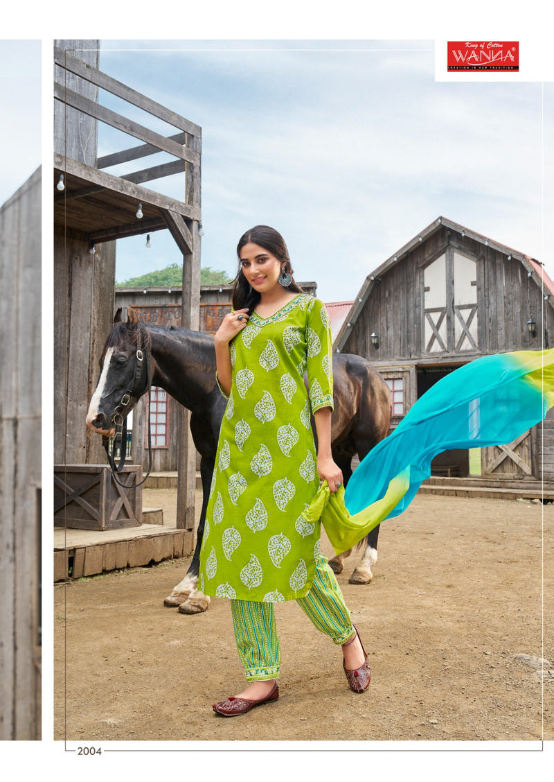 Wanna Cotton Candy Cotton Printed With Sober Embroidery Kurti Collcetion