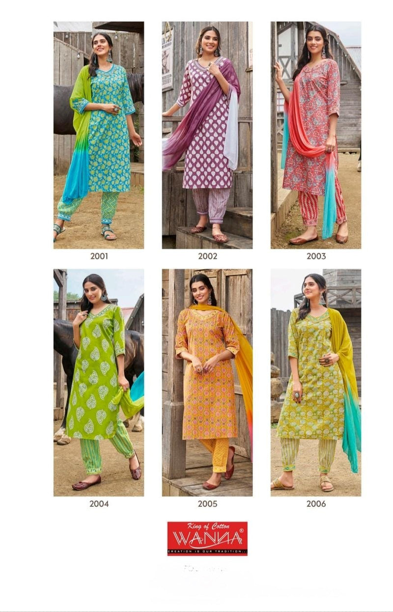 Wanna Cotton Candy Cotton Printed With Sober Embroidery Kurti Collcetion