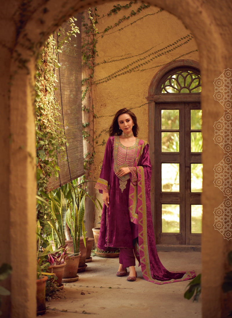 Aiqa Winter Diaries Velvet Fancy Work Embroidery Heavy Salwar Kameez