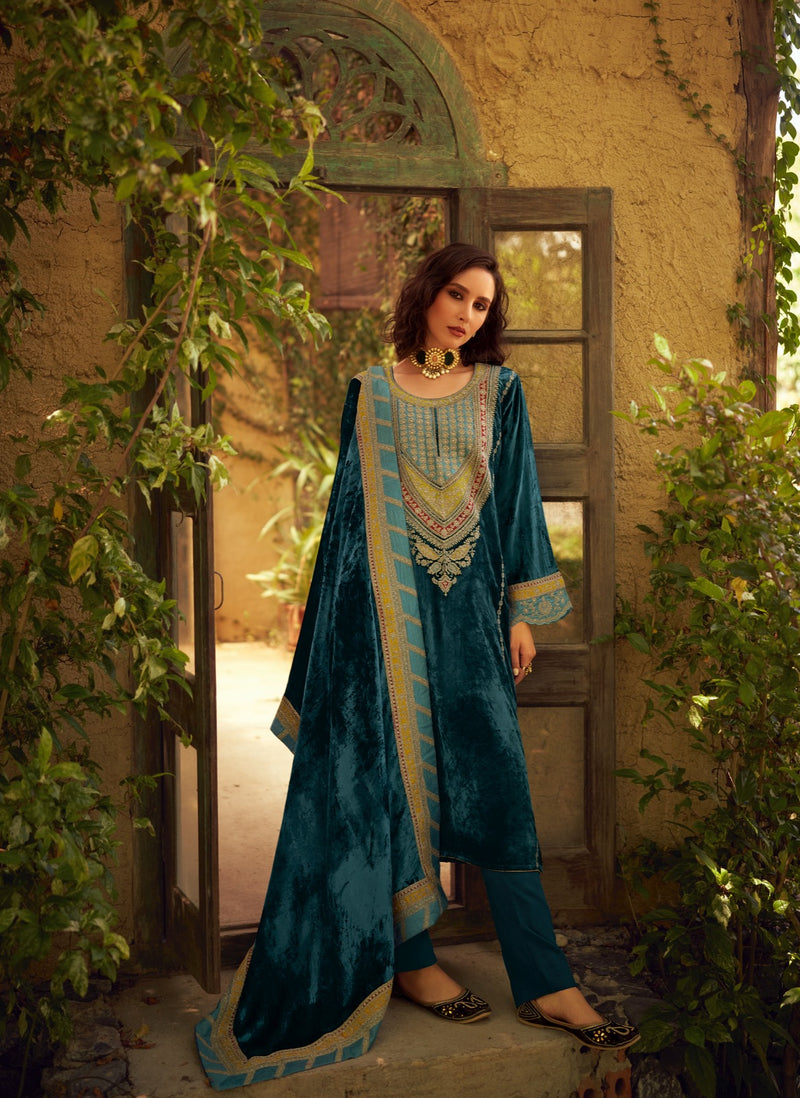 Aiqa Winter Diaries Velvet Fancy Work Embroidery Heavy Salwar Kameez