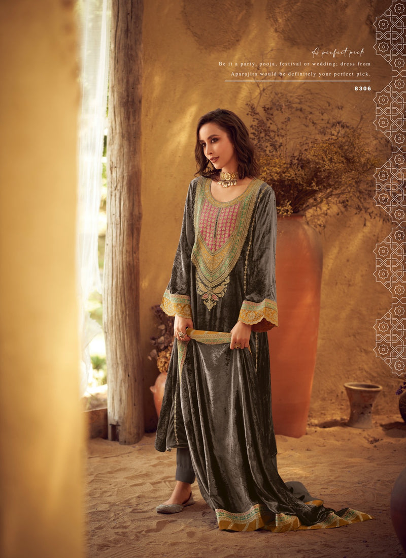 Aiqa Winter Diaries Velvet Fancy Work Embroidery Heavy Salwar Kameez