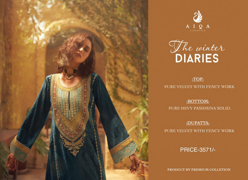 Aiqa Winter Diaries Velvet Fancy Work Embroidery Heavy Salwar Kameez