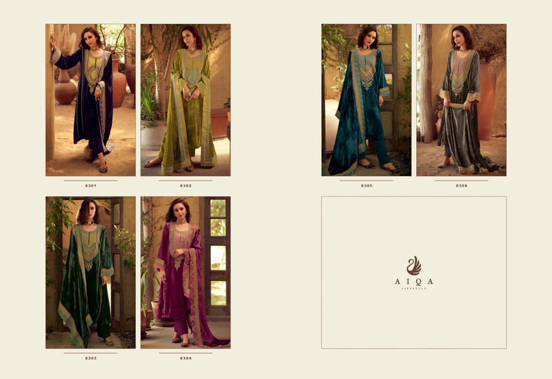 Aiqa Winter Diaries Velvet Fancy Work Embroidery Heavy Salwar Kameez