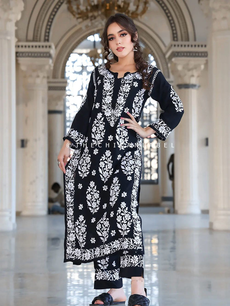 Ad D No 121 Fox Georgette With Heavy Embroidery Work Designer Kurtis