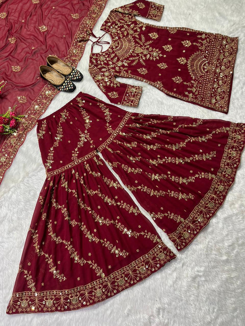 Nf D No 1152 Fox Georgette Fabric With Heavy Embroidery Readymade Suits