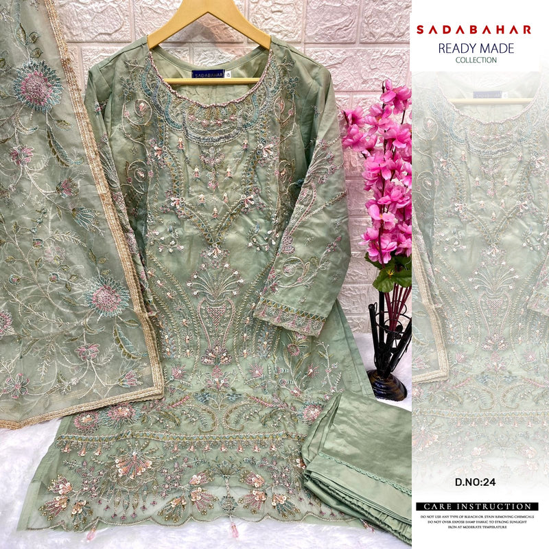 Sadabahar Design Number -024 Heavy Embroidery Front Organza Pret