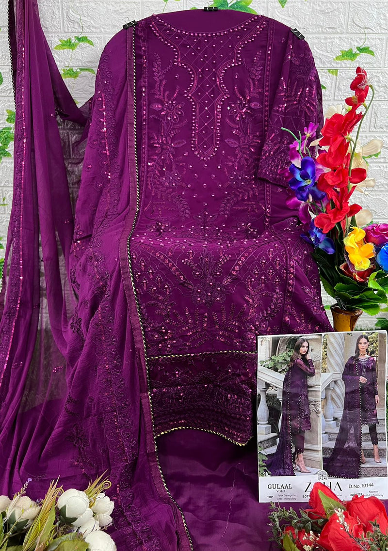 Zaha Gulaal Vol 1 Georgette Heavy Embroidered With Back Work Pakistani Salwar Suits