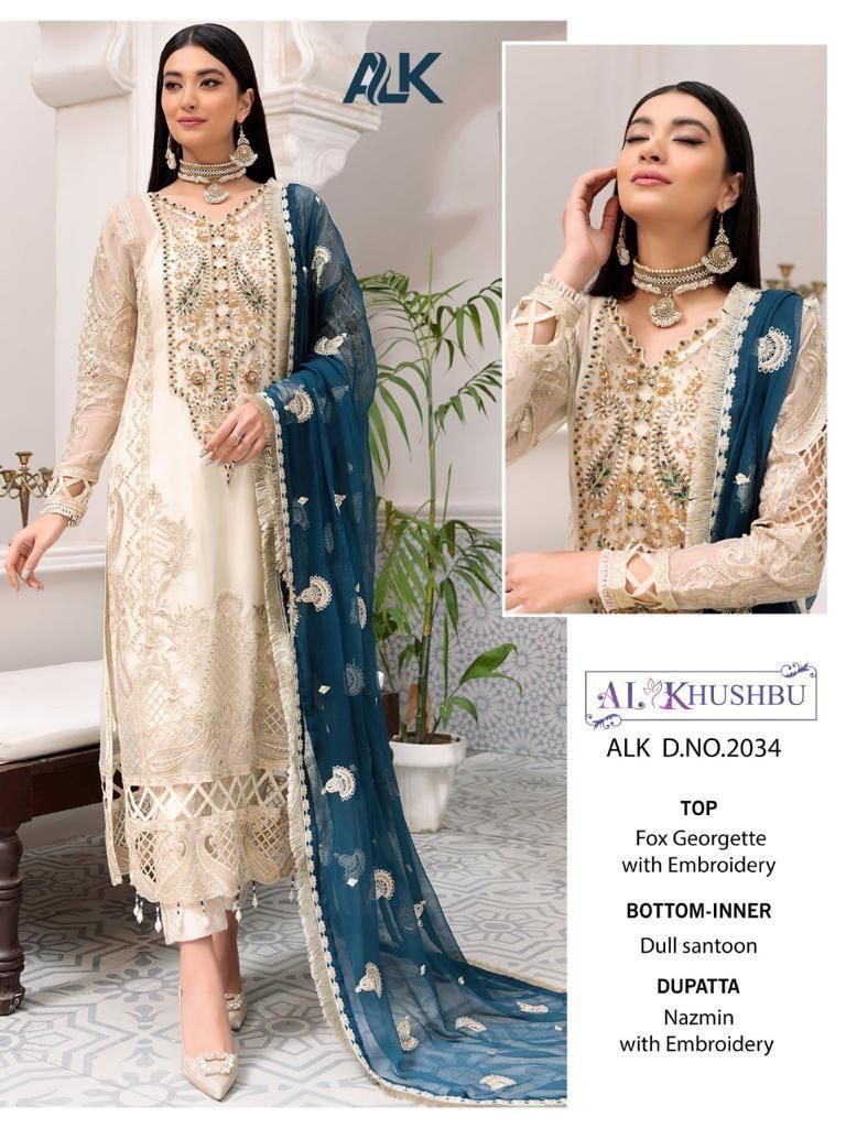 Al Khushbu Dno 2034 Heavy Georgette Embroidered Pakistani Salwar Suit