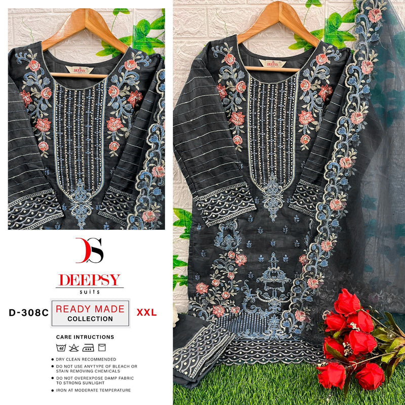 Deepsy Suits D 308 Abc Pure Organza Heavy Embroidery Salwar Suits