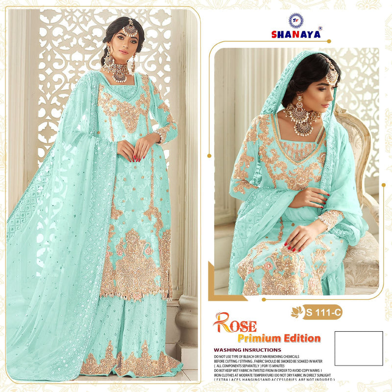 Shanaya D no S 111 Fox Georgette With Heavy Embroidered Salwar Suits