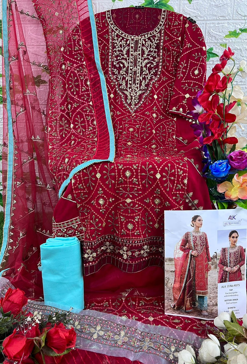 Al Khushbu D No 4075 Heavy Georgette Embroiderey Salwar Suit