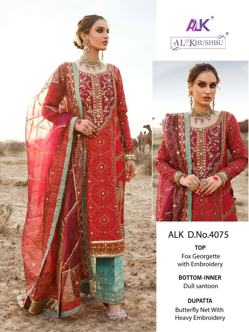 Al Khushbu D No 4075 Heavy Georgette Embroiderey Salwar Suit