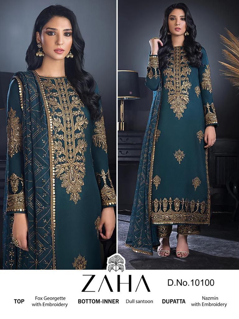 Zaha D No 10100 Georgette With Heavy Embroidered Salwar Kameez