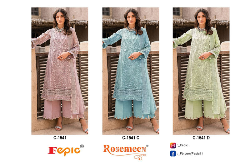 Fepic Rosemeen Organza Embroidered With Heavy Handwork Salwar Kameez