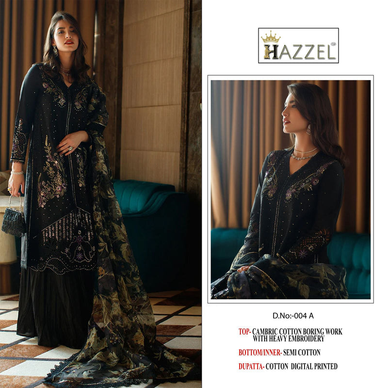 Hazzel M 004 AB Pure Cotton Embroidered Salwar Suits