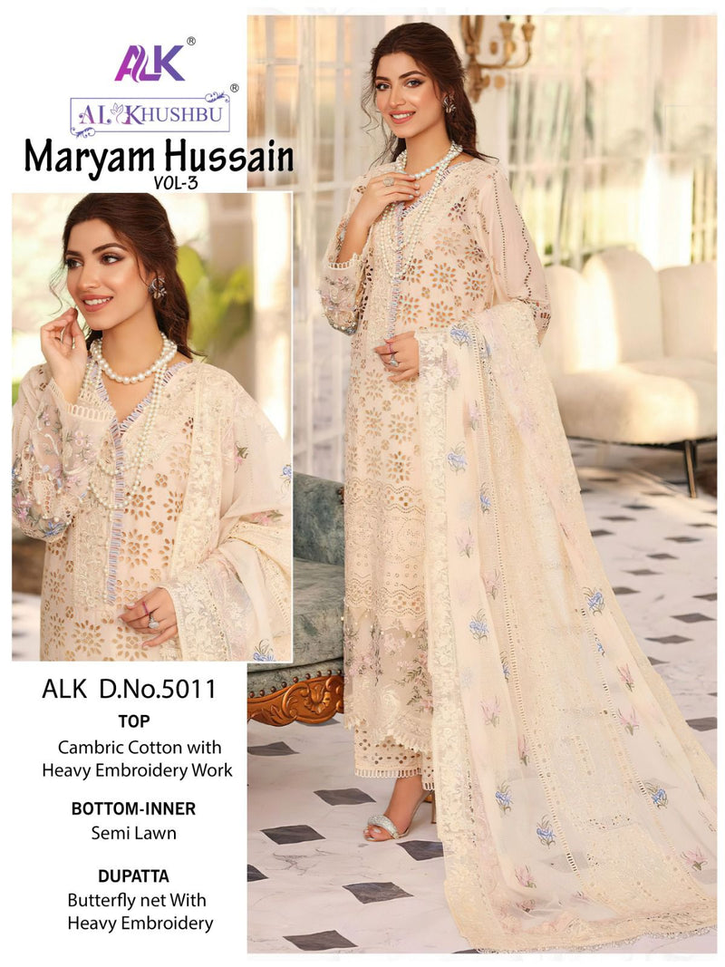 Al Khushbu Maryam Hussain vol 3 Pure Cambric Cotton Heavy Embroidery Salwar Suits