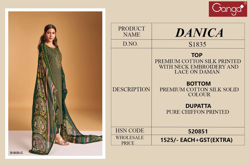 Ganga Danica 1835 Premium Cotton Silk Embroided Pret Collection