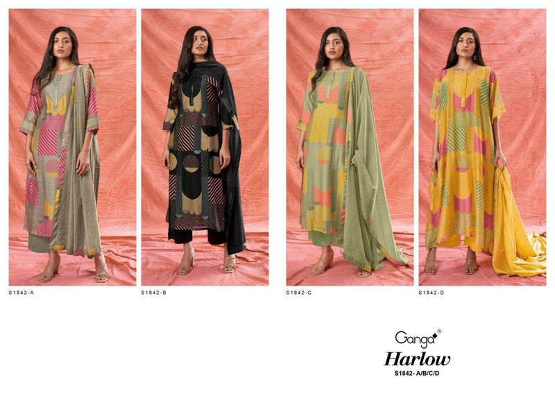 Ganga Harlow 1842 Silk Printed Salwar Suits