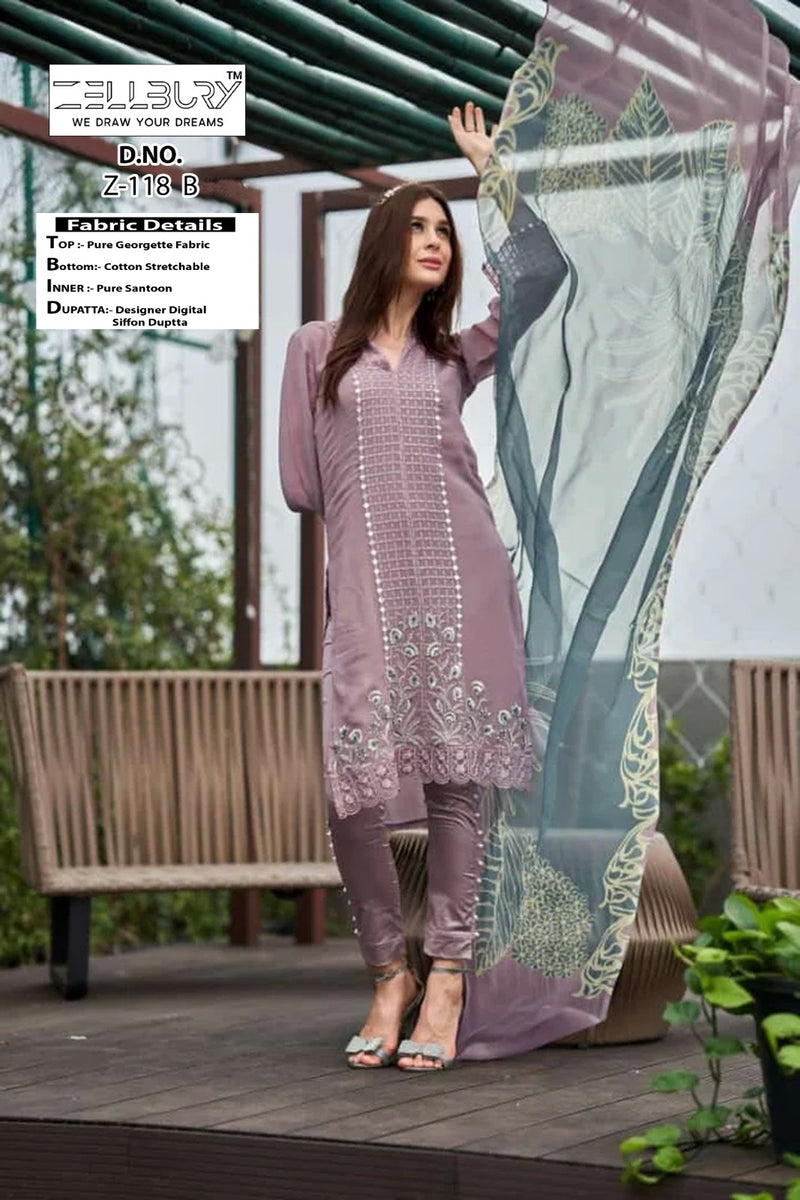 Zellbury Dno Z 118 Abcd Pure Georgette Embroidered Pret Collection