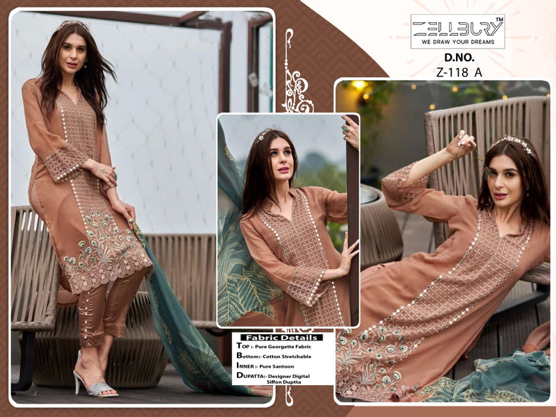 Zellbury Dno Z 118 Abcd Pure Georgette Embroidered Pret Collection