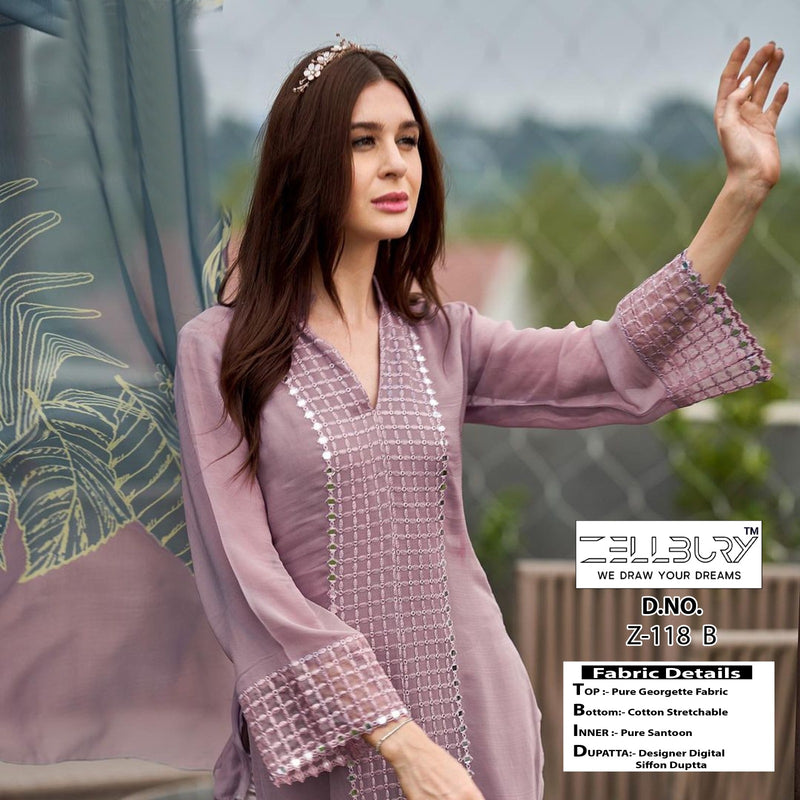 Zellbury Dno Z 118 Abcd Pure Georgette Embroidered Pret Collection