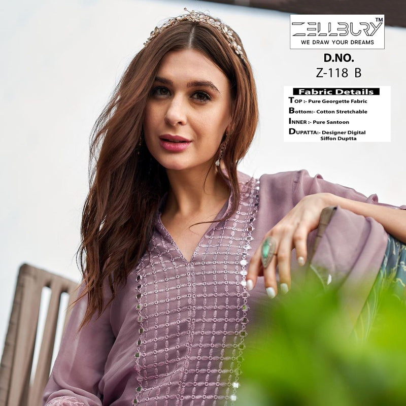 Zellbury Dno Z 118 Abcd Pure Georgette Embroidered Pret Collection