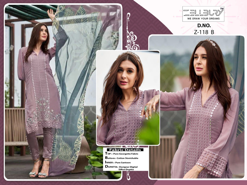 Zellbury Dno Z 118 Abcd Pure Georgette Embroidered Pret Collection